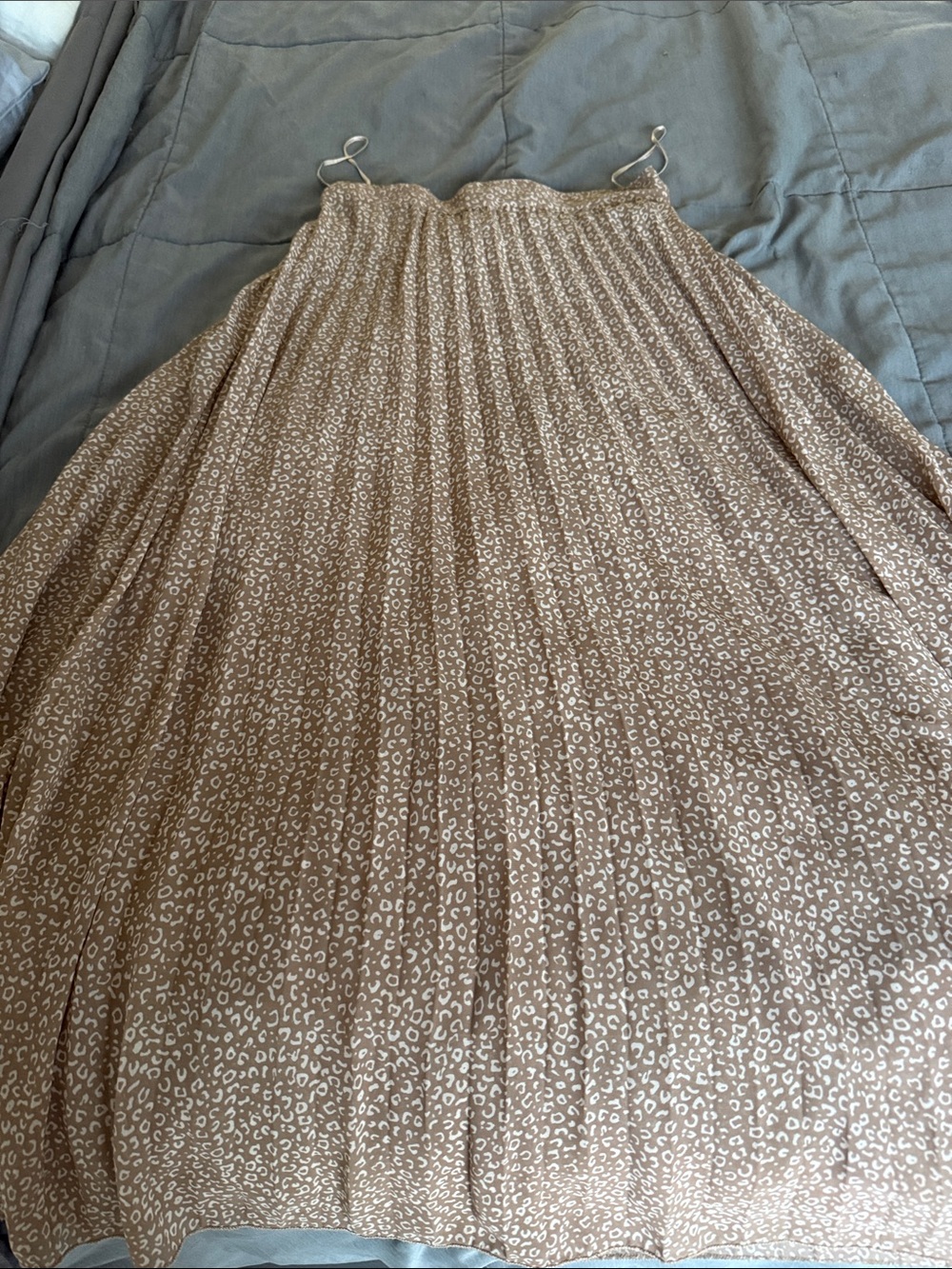 Japna Brown and Cream Animal Print Pleated Skirt